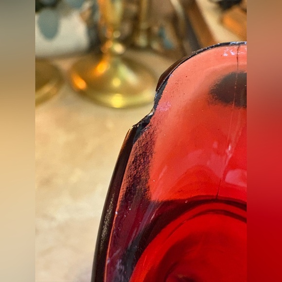 Vintage Anchor Hocking Royal Ruby Vase Pitcher Depression Glass 7.75" - Picture 4 of 11